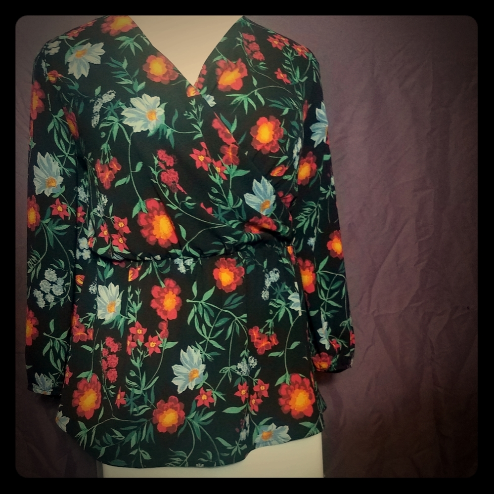 Black w/flower print Lane Bryant shirt